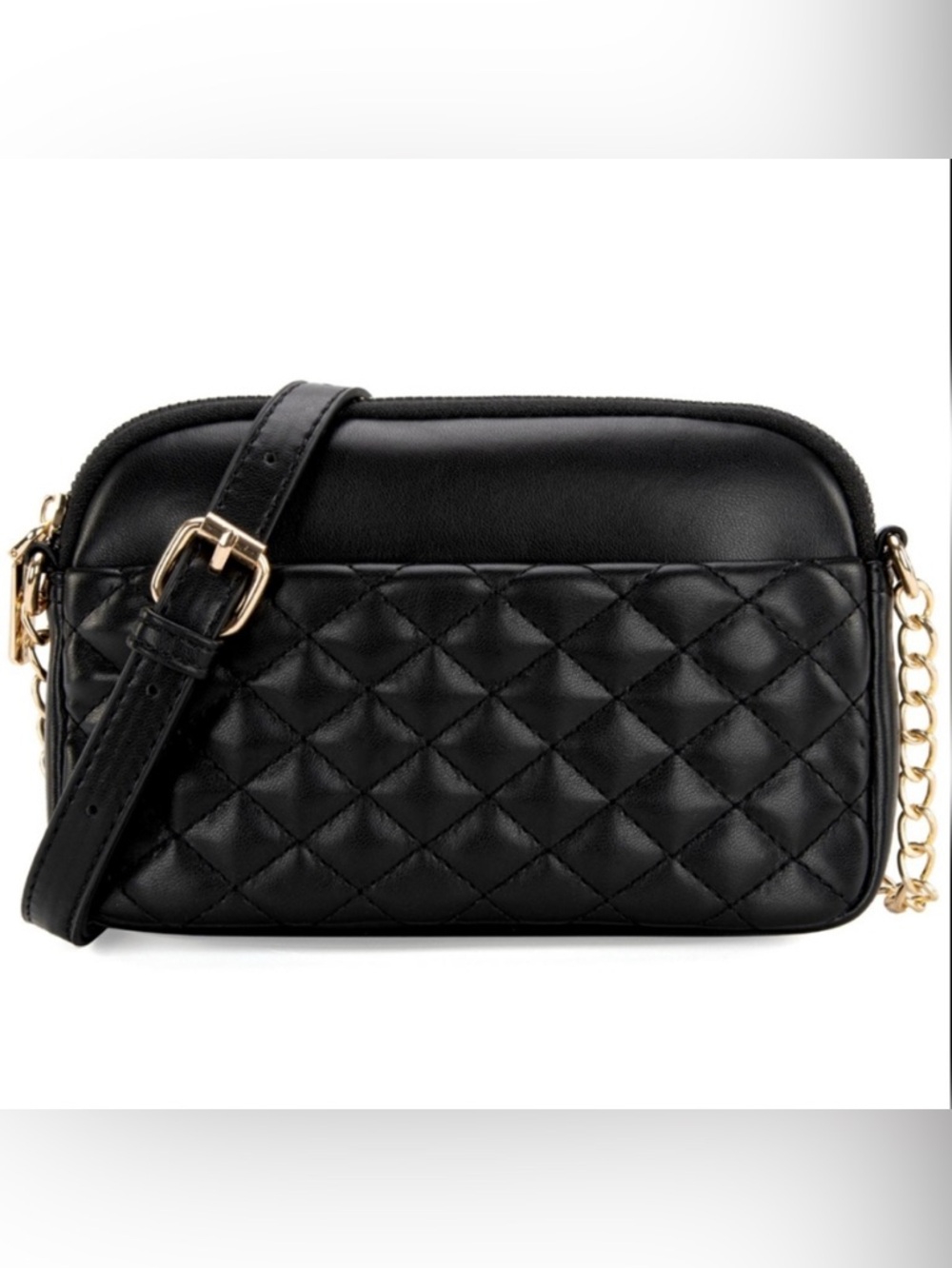 Montana West Black Quilted Crossbody Bag with Gold Hardware